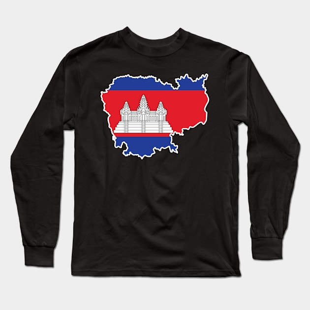 Cambodia map flag designs Long Sleeve T-Shirt by D_designs